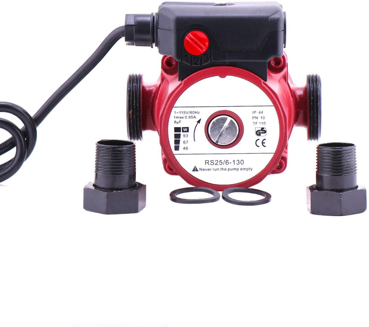 Pressure Booster Pumps 115V 3-Speed Cast Iron Water Recirculating Pump Circulation Pump 1 1/2 Inch Outlet 46/67/93W Circulator Pump
