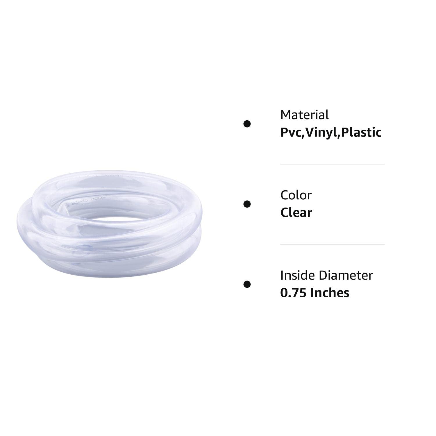 PVC Tubing 3/4"ID X 1"OD Flexible Clear Vinyl Hose 5 Feet for Food Grade