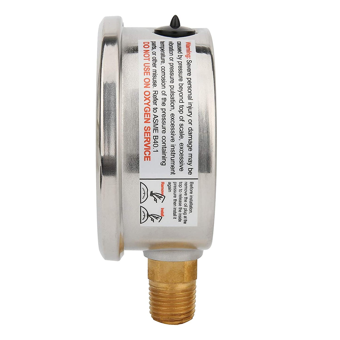 2-1/2" Dial Size, Glycerin Filled Pressure Gauge, 0-160Psi/Kpa, 304 Stainless Steel Case, 1/4"NPT Lower Mount