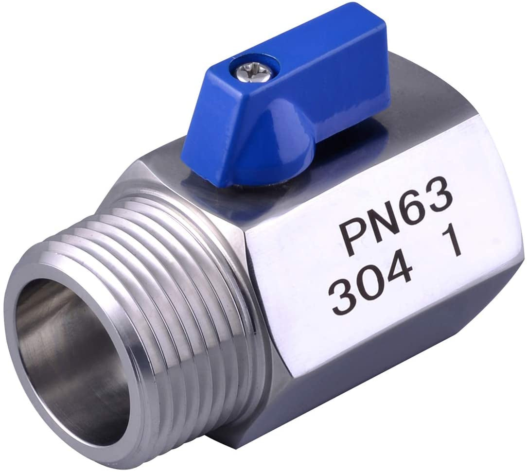 Cowin Brewing 1" Stainless Steel (304) Mini Ball Valve NPT Thread (Female&Male)