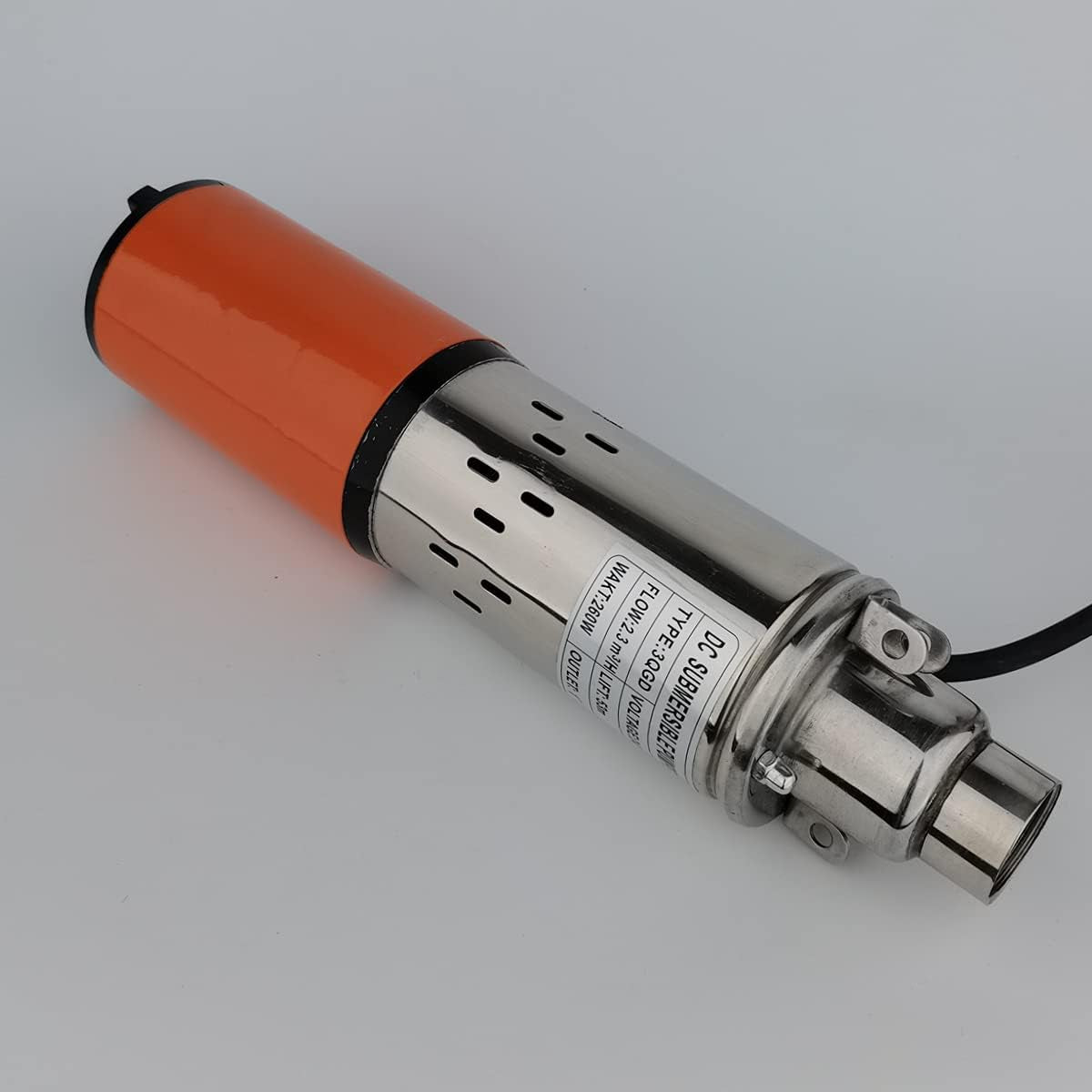 24V DC Solar Submersible Water Pump 260W 3Inch Tube Stainless Steel Shell Deep Well Pump 1" Outlet Lift 53M 24V Solar Well Pump 24Volt DC Power Screw Pump for Agricultural Irrigation Garden Home