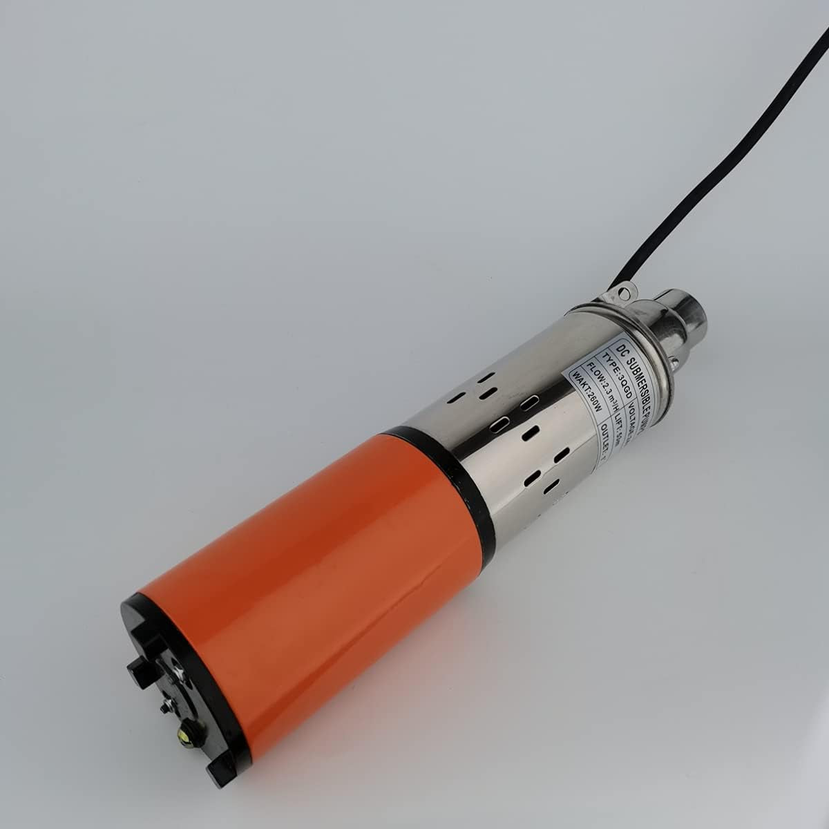 24V DC Solar Submersible Water Pump 260W 3Inch Tube Stainless Steel Shell Deep Well Pump 1" Outlet Lift 53M 24V Solar Well Pump 24Volt DC Power Screw Pump for Agricultural Irrigation Garden Home