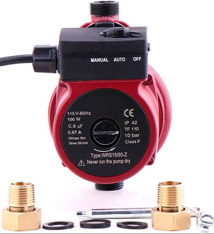 Recirculating Pump 115V 3/4" Outlet 100W Booster Hot Water Circulation Pump Water Pressure Booster Pump Shower for Home Hot/Cold Water Automatic Booster Pump Boiler Water Pump