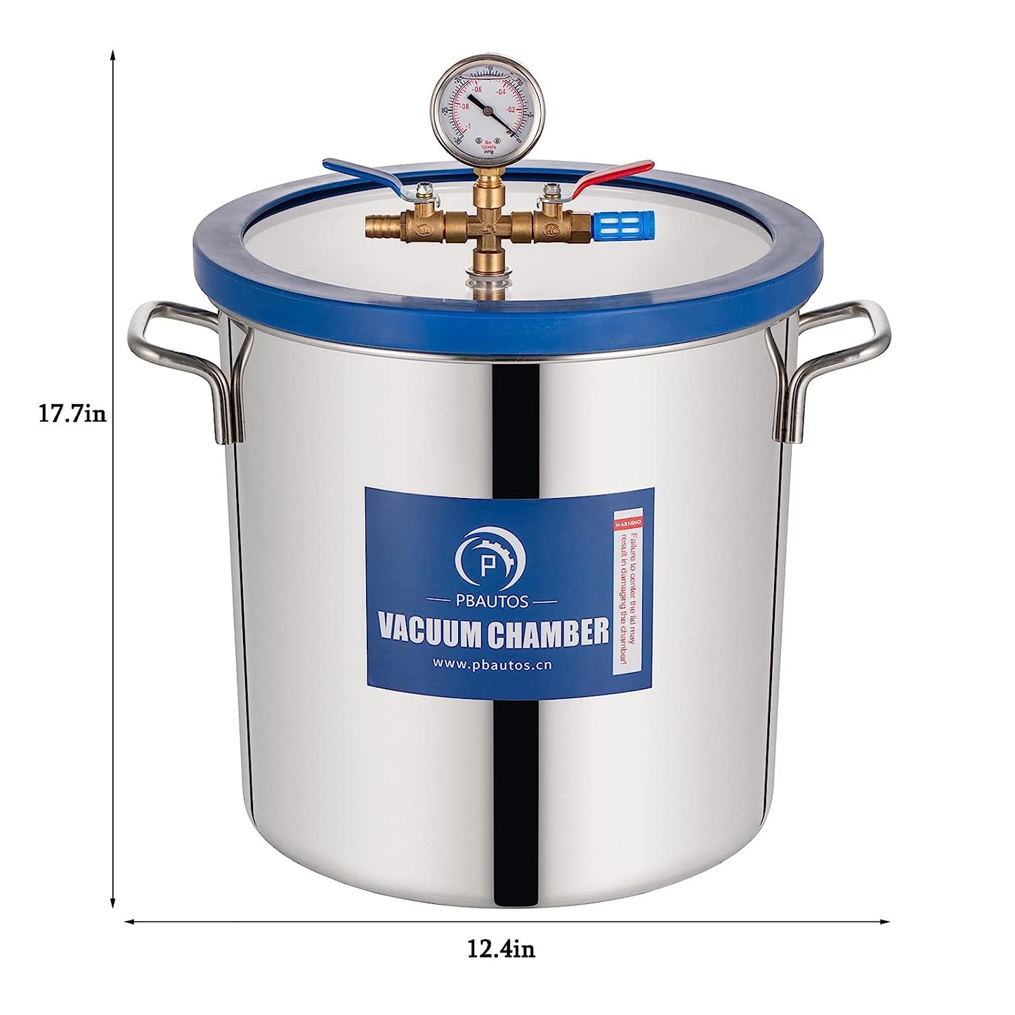5 Gallon Vacuum Chamber, Stainless Steel Vacuum Degassing Chamber 18.92L, Degassing Chamber with Acrylic Crystal Lid for Resin Casting, Degassing Essential Oils, Not for Stabilizing Wood