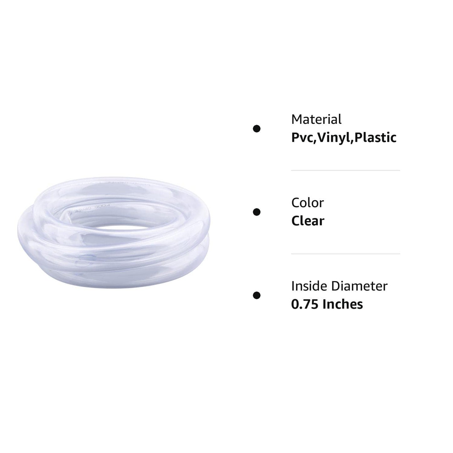 PVC Tubing 3/4"ID X 1"OD Flexible Clear Vinyl Hose 5 Feet for Food Grade