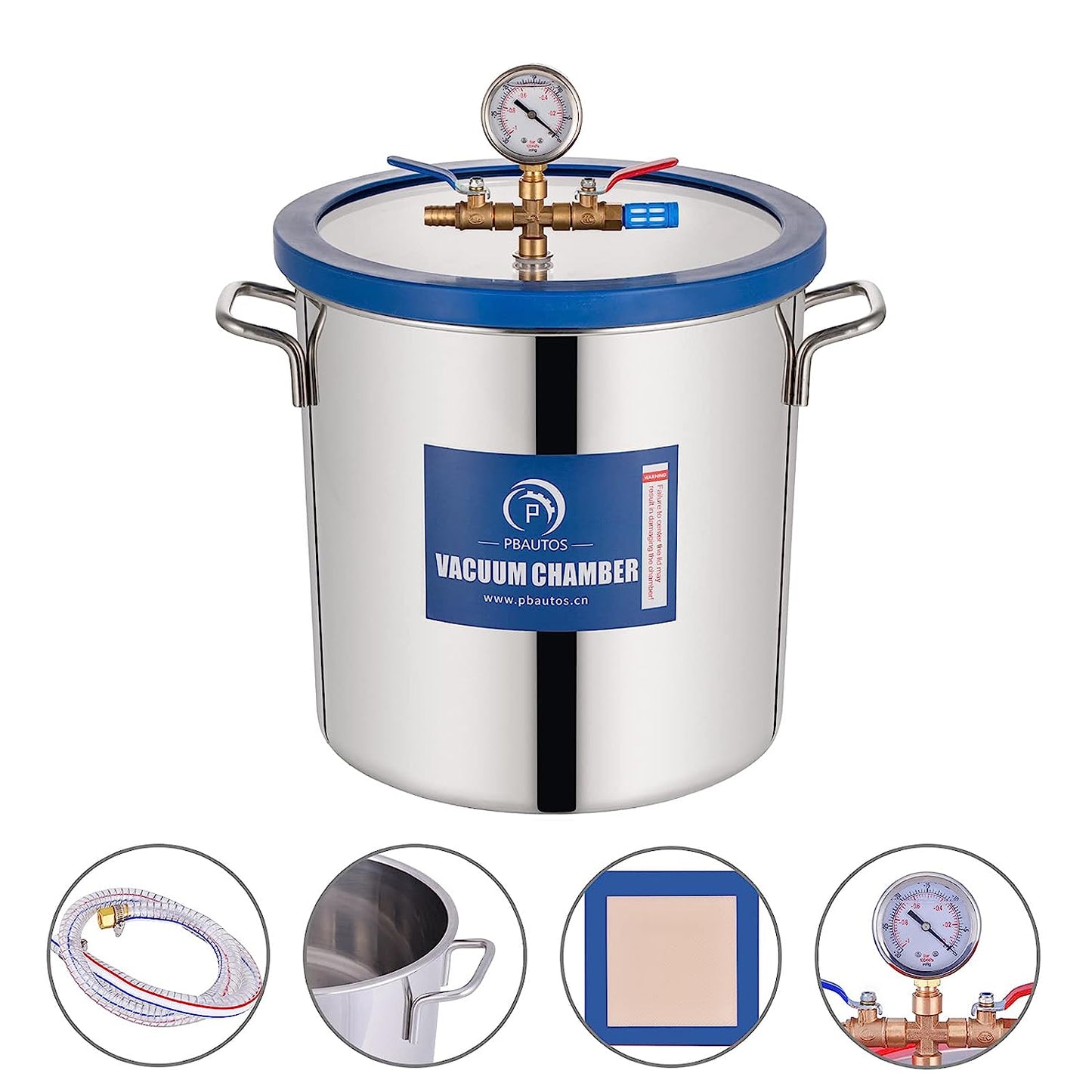 5 Gallon Vacuum Chamber, Stainless Steel Vacuum Degassing Chamber 18.92L, Degassing Chamber with Acrylic Crystal Lid for Resin Casting, Degassing Essential Oils, Not for Stabilizing Wood