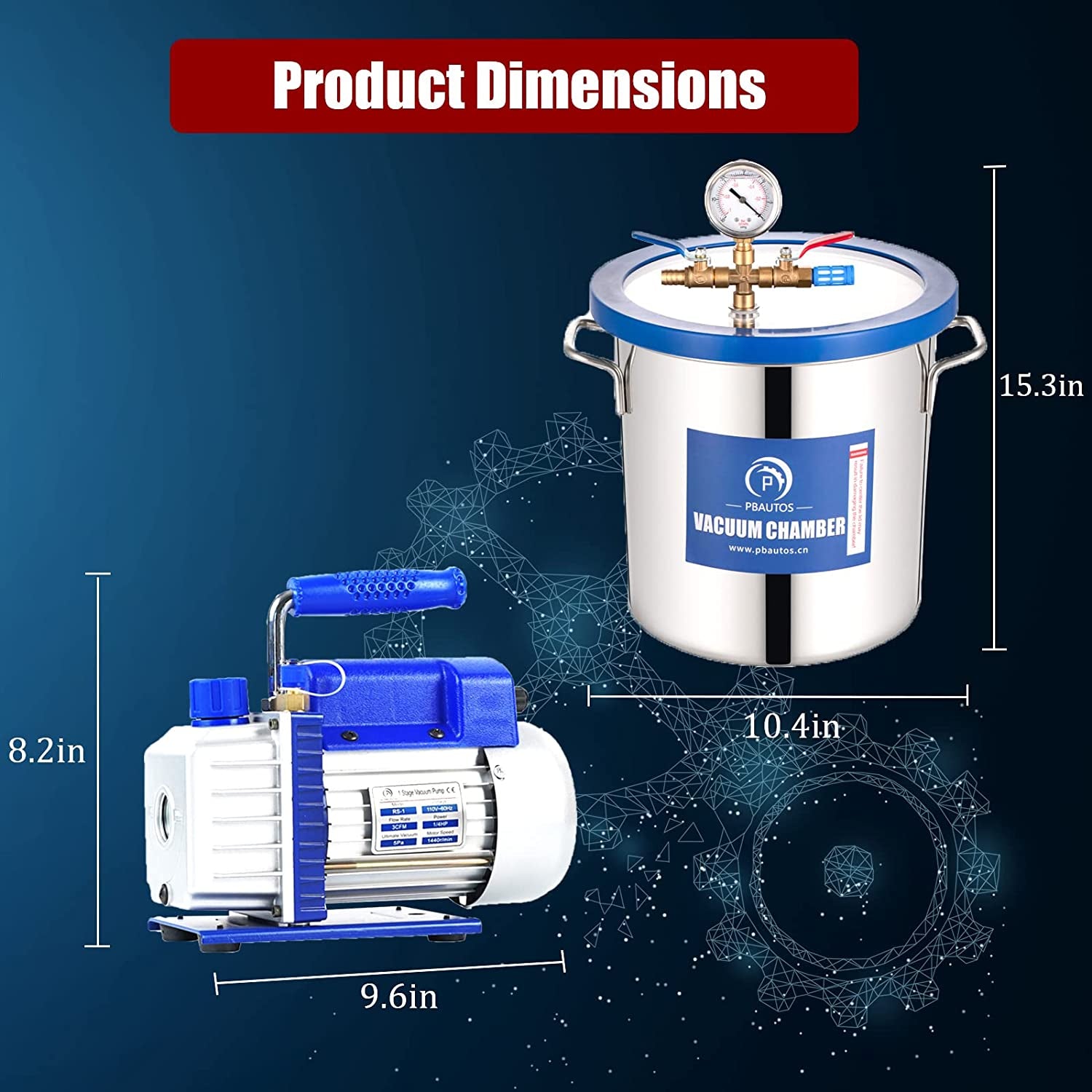 3 Gallon Vacuum Chamber with Pump, Stainless Steel Vacuum Chamber and 3CFM Vacuum Pump, Vacuum Degassing Chamber Kit with Tempered Glass Lid, Perfect for Resin, Wood Stabilizing, No Oil Included