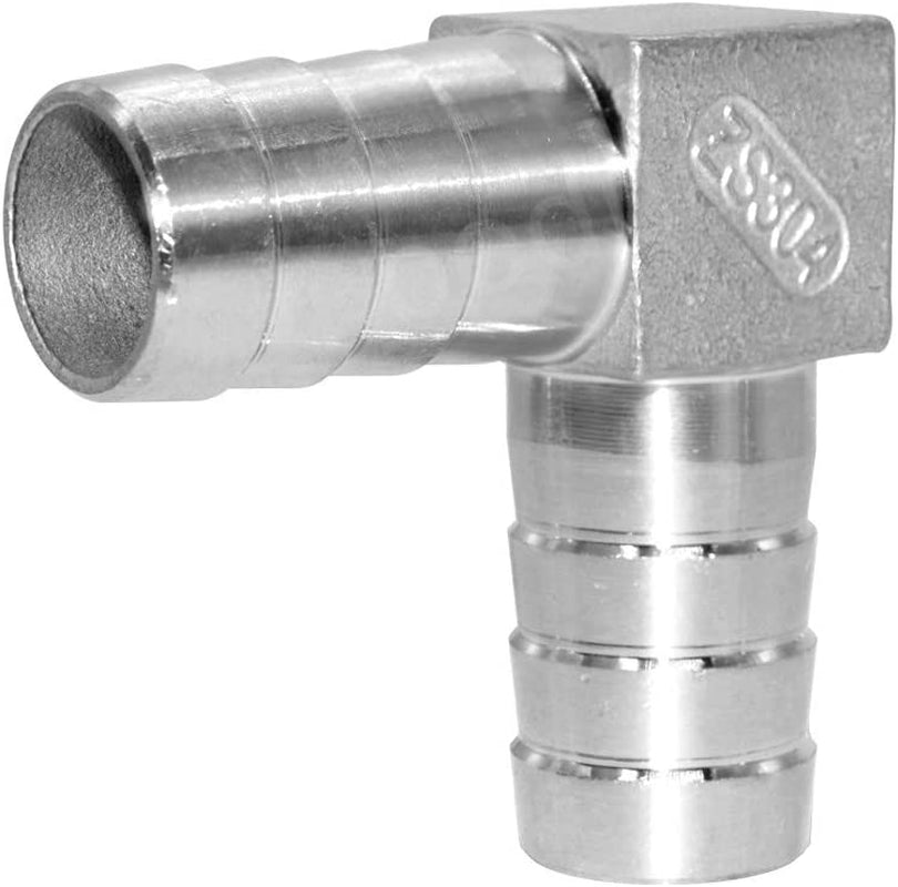 3/4" ID Hose Barb Elbow Stainless Steel 90 Degree L Right Angle Barbed Fitting