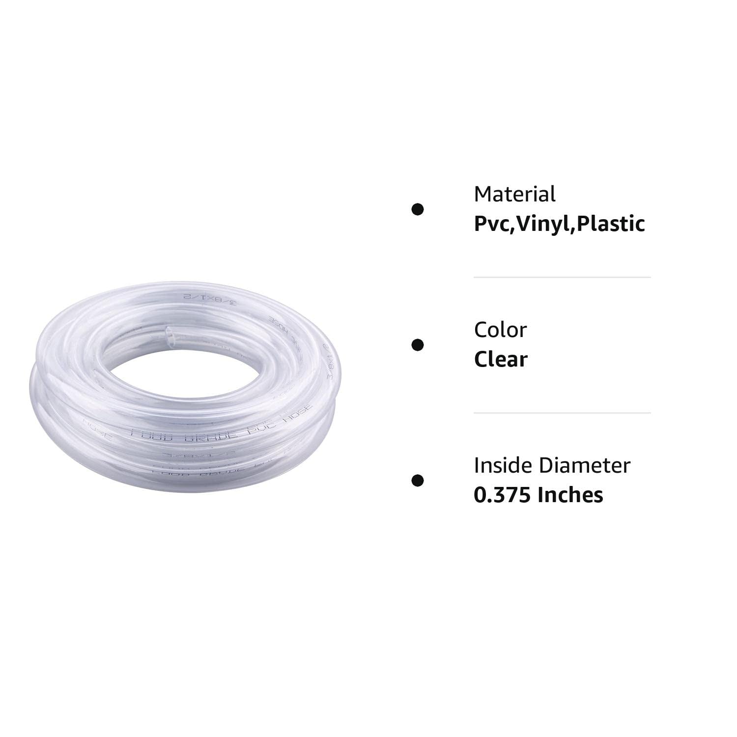 PVC Tubing 3/8"ID X 1/2"OD Flexible Clear Vinyl Hose 10 Feet for Food Grade