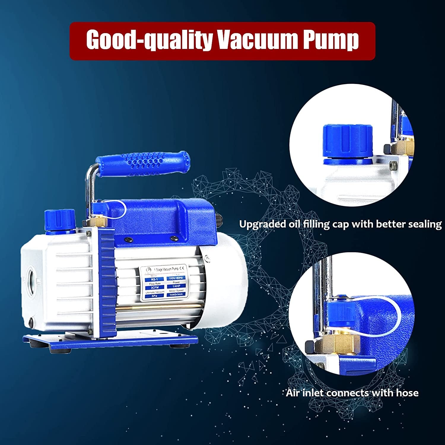 3 Gallon Vacuum Chamber with Pump, Stainless Steel Vacuum Chamber and 3CFM Vacuum Pump, Vacuum Degassing Chamber Kit with Tempered Glass Lid, Perfect for Resin, Wood Stabilizing, No Oil Included