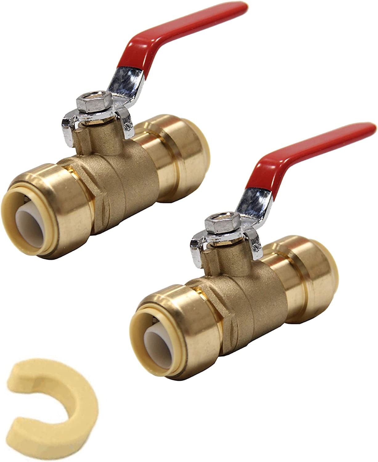 (Pack of 2)  3/4 Inch Ball Valve for Push-Fit Valve Full Port Ball Valve with a Disconnect Clip