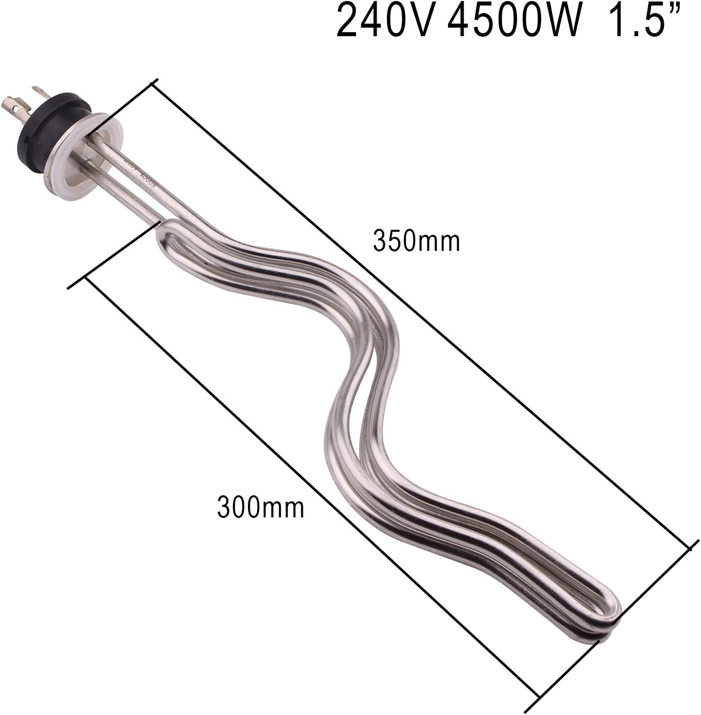 240V 4500W Tri-Clamp Ripple Heating Element Stainless Steel Immersion Water Heater with 3-Wire Electrical Locking Plug (1.5 Inch Tri Clamp)