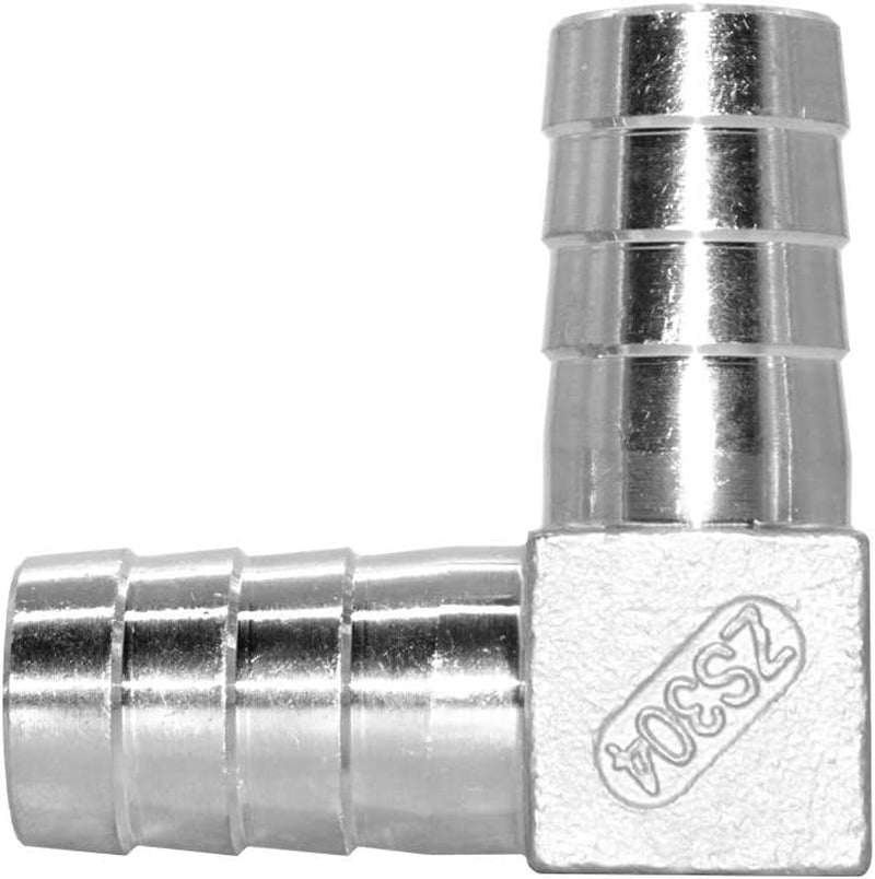 3/8" ID Hose Barb Elbow Stainless Steel 90 Degree L Right Angle Barbed Fitting