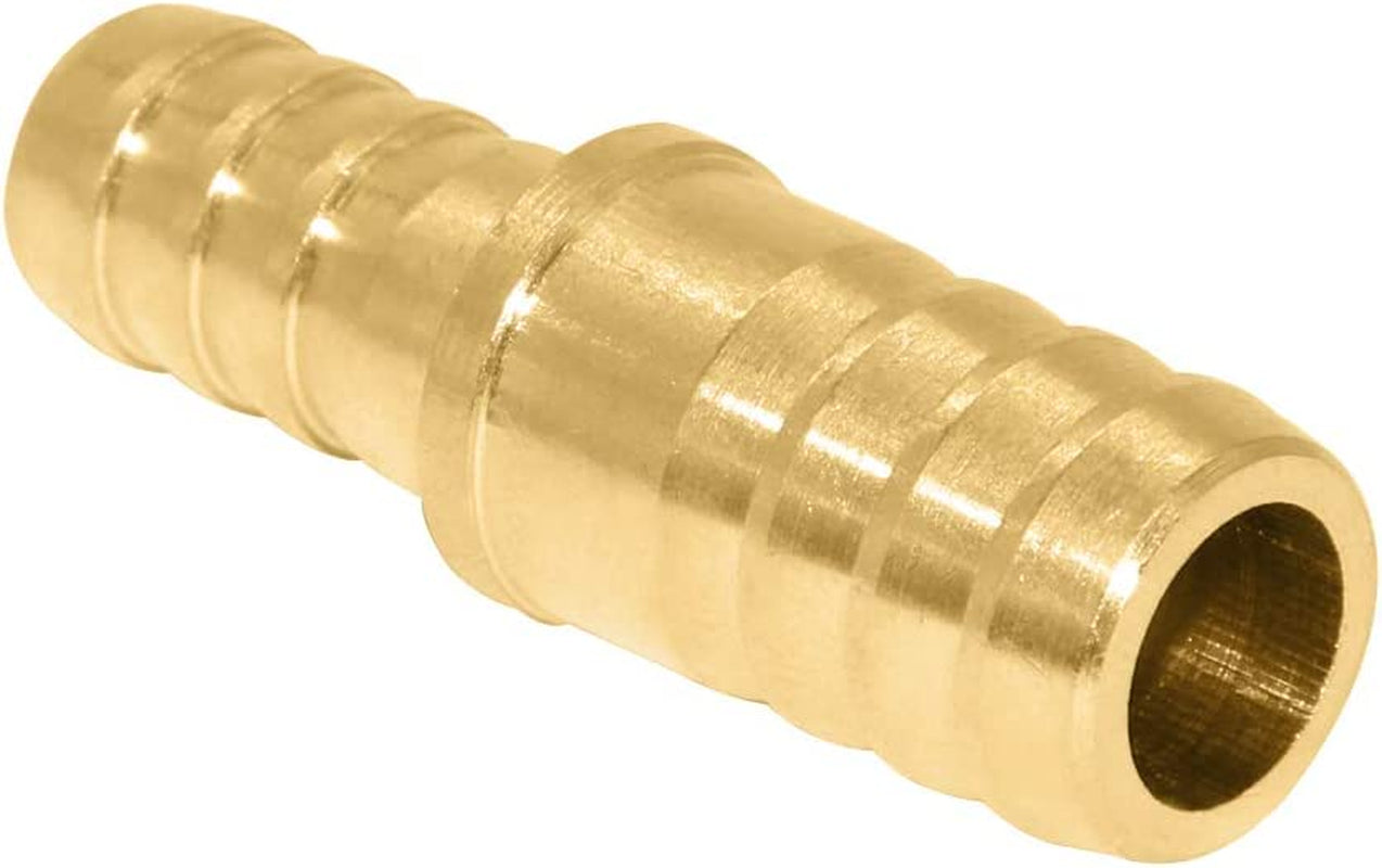 Brass Hose Barb Reducer, 3/8" to 5/16" Barb Hose ID, Reducing Barb Brabed Fitting Splicer Mender Union Air Water Fuel (Pack of 4)