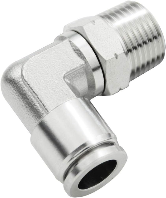 Push to Connect Fitting Elbow, 1/4" Tube OD X 3/8" NPT Male 90 Degree Elbow Adapter 304 Stainless Steel Air Union Fitting