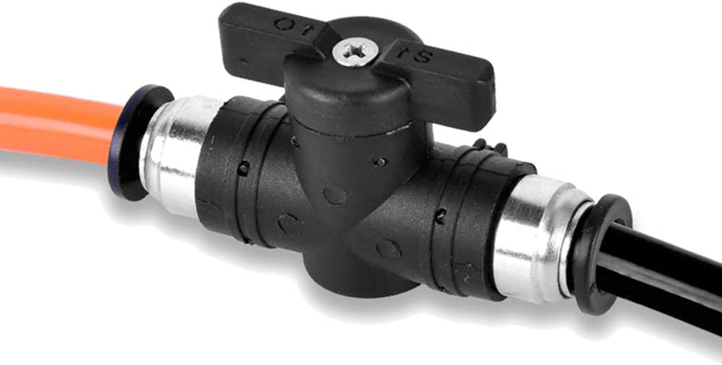 Pneumatic Ball Valve, 1/4" X 1/4" OD Push to Connect Fitting Air Flow Control Valve Straight Quick Connect Union