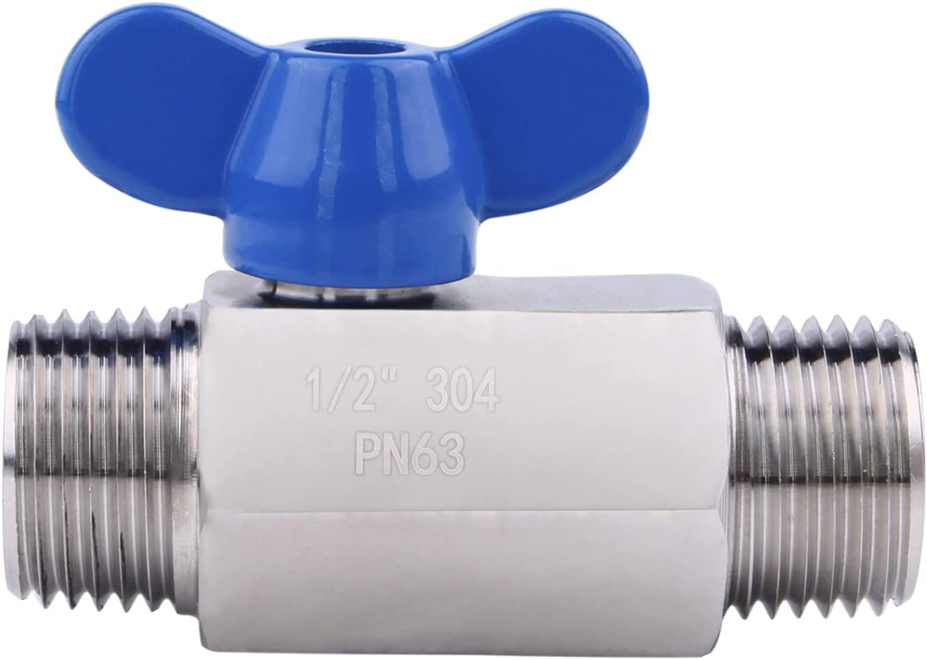 Stainless Steel Ball Valve - 1/2 Inch NPT Thread Male Small Mini Ball Valve (1/2" Male&Male)