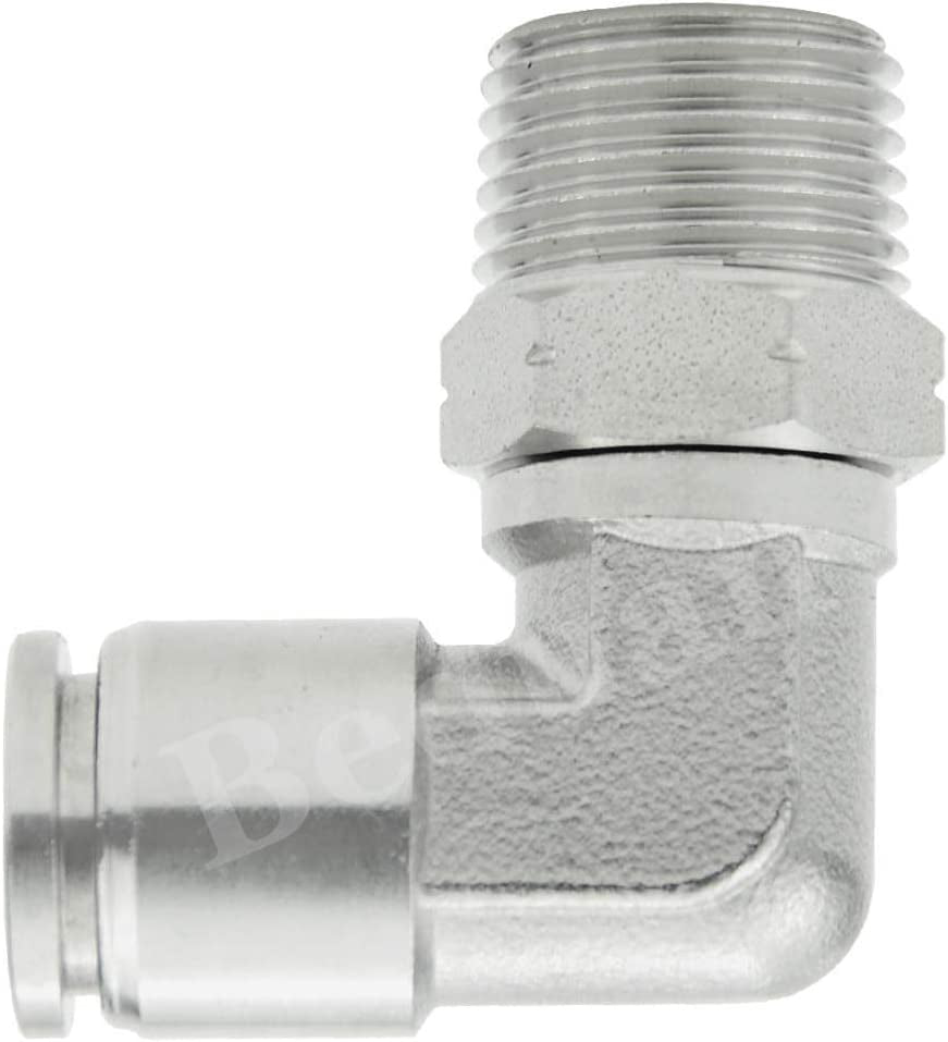 Push to Connect Fitting Elbow, 1/4" Tube OD X 3/8" NPT Male 90 Degree Elbow Adapter 304 Stainless Steel Air Union Fitting